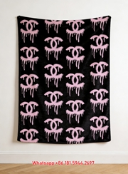 Chanel Pastel Pink Drip CC Monogram Flannel Throw Blanket IMG_7094